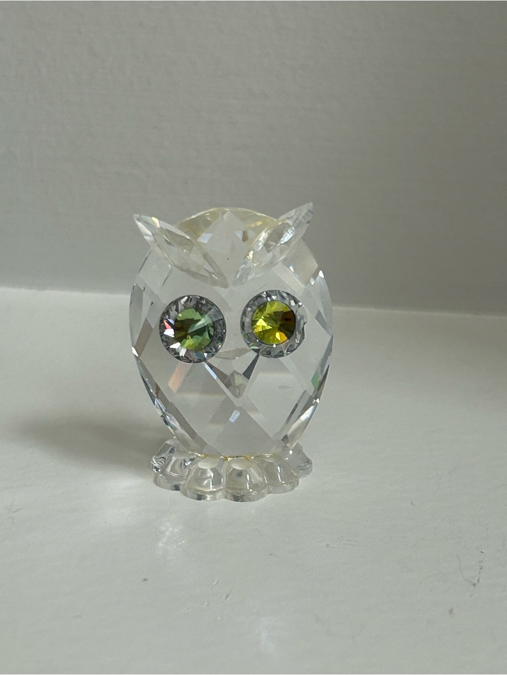 Swarovski  Crystal Owl Figurine with Green Accent Eyes